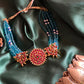 Kemp - Multi layered pearl peacock & chakra pendant chocker  #21