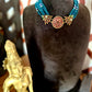 Kemp - Multi layered pearl peacock & chakra pendant chocker  #21