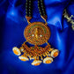KEMP  2 layered black beads with  peacock  Haaram & jhumka Hangings