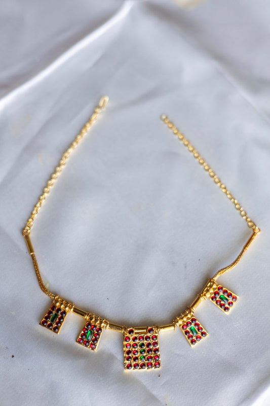 kemp - Gold Finish mangal sutra with  5 square  pendant