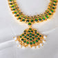 Imitation Kemp - mango motifs, pendant  with pearl hangings - green #37