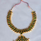 Imitation Kemp - mango motifs, pendant  with pearl hangings - green #37