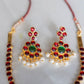 Imitation kemp- Gold finish addigai model flower pendant red and green#38A