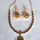 Imitation kemp- Gold finish addigai model flower pendant red and green#38A