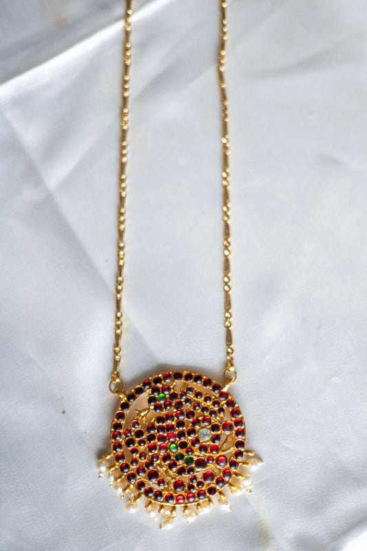 Imitation Kemp -  Jumbo  Peacock Chakra Pendant #43