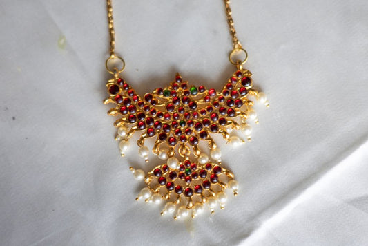 Imitation Kemp Long Chain - Twin Peacock Pendant with Pendant Hangings #45