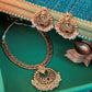 Matte Finish  necklace with dancing vinayagar pendant with stud