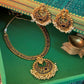 Matte Finish  necklace with dancing vinayagar pendant with stud