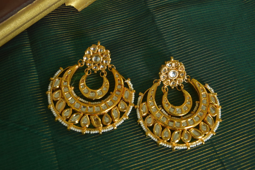 Gold Finish layered chandbali - Big Size - Model 1