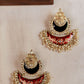 Gold Finish statement chandbali  Black & Red enamel without Jhumka