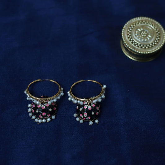 Gold Finish Ring with Black jhumka