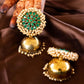 Statement Cluster pearl  Green stud with jhumka (Jumbo Size)