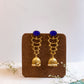 Matte Finish Royal blue crystal stud with long  jhumka