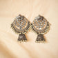 German Silver finish  kundan Lotus Stud statement jhumkas without maatal