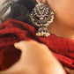 German Silver finish  kundan Lotus Stud statement jhumkas without maatal
