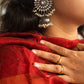 German Silver finish round chakri flower stud Jhumka
