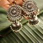 German Silver finish round chakri flower stud Jhumka