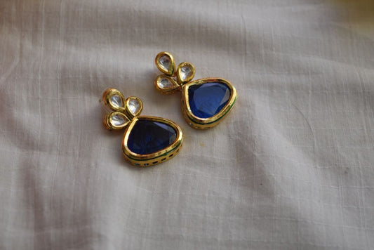 Flower & Triangle Navy Blue drop stud